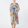 Vestido midi em crepe de seda estampado, multicolorido Vestido midi em crepe de seda estampado, multicolorido