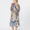 Vestido midi em crepe de seda estampado, multicolorido Vestido midi em crepe de seda estampado, multicolorido