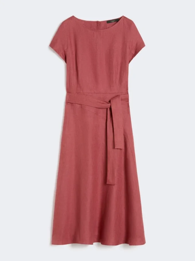 Vestido midi em lona de linho, cor cereja Vestido midi em lona de linho, cor cereja