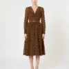 Vestido midi em tule, cor chocolate