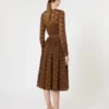 Vestido midi em tule, cor chocolate