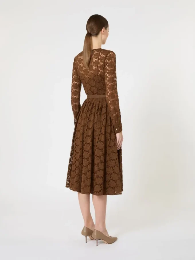 Vestido midi em tule, cor chocolate