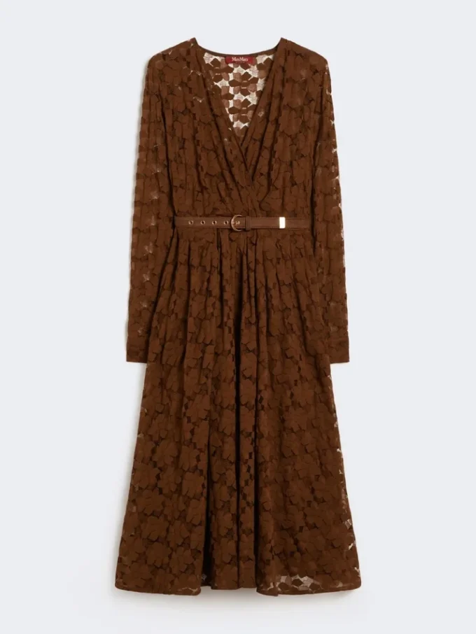 Vestido midi em tule, cor chocolate