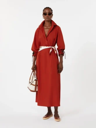 Vestido oversized em popeline de algodão, vermelho