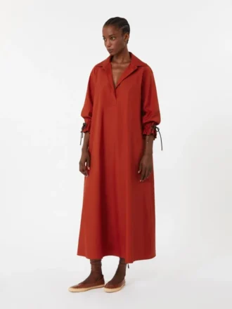 Vestido oversized em popeline de algodão, vermelho