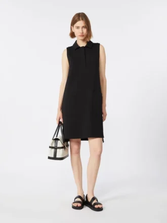 Vestido polo em jersey scuba, preto
