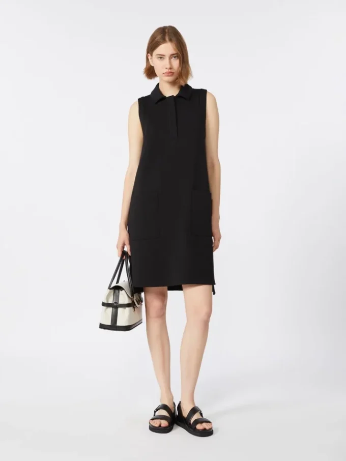 Vestido polo em jersey scuba, preto Vestido polo em jersey scuba, preto
