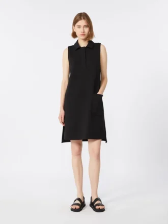 Vestido polo em jersey scuba, preto