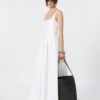 Vestido sem mangas de algodão puro, branco óptico