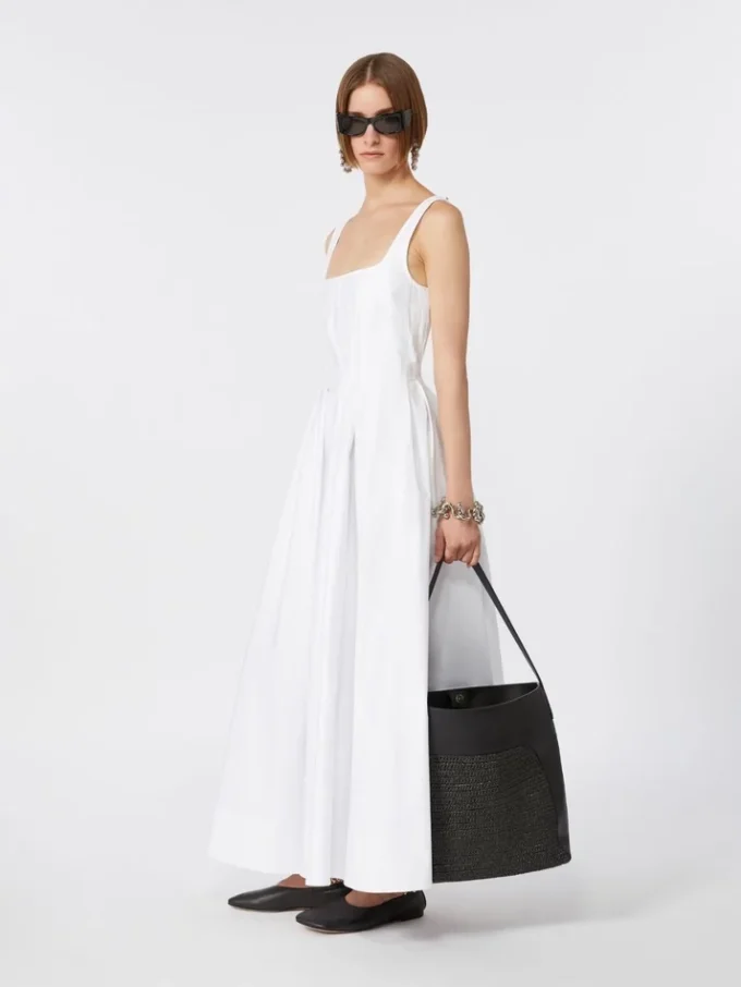 Vestido sem mangas de algodão puro, branco óptico