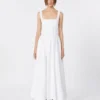 Vestido sem mangas de algodão puro, branco óptico