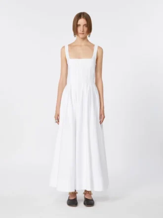 Vestido sem mangas de algodão puro, branco óptico