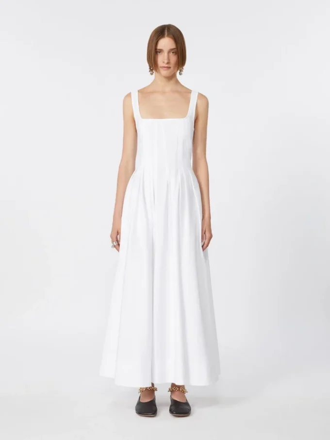 Vestido sem mangas de algodão puro, branco óptico