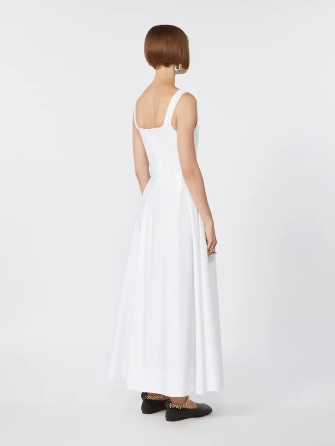 Vestido sem mangas de algodão puro, branco óptico
