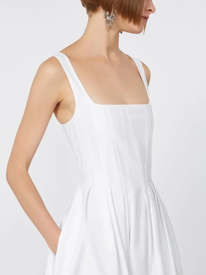 Vestido sem mangas de algodão puro, branco óptico