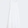 Vestido sem mangas de algodão puro, branco óptico
