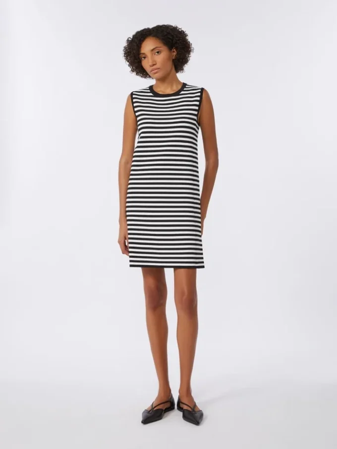 Vestido sem mangas em fio de crepe de viscose, preto Vestido sem mangas em fio de crepe de viscose, preto