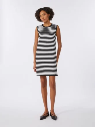 Vestido sem mangas em fio de crepe de viscose, preto