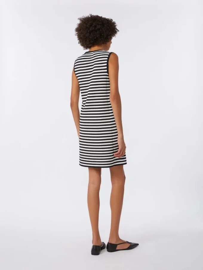 Vestido sem mangas em fio de crepe de viscose, preto Vestido sem mangas em fio de crepe de viscose, preto