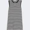Vestido sem mangas em fio de crepe de viscose, preto Vestido sem mangas em fio de crepe de viscose, preto