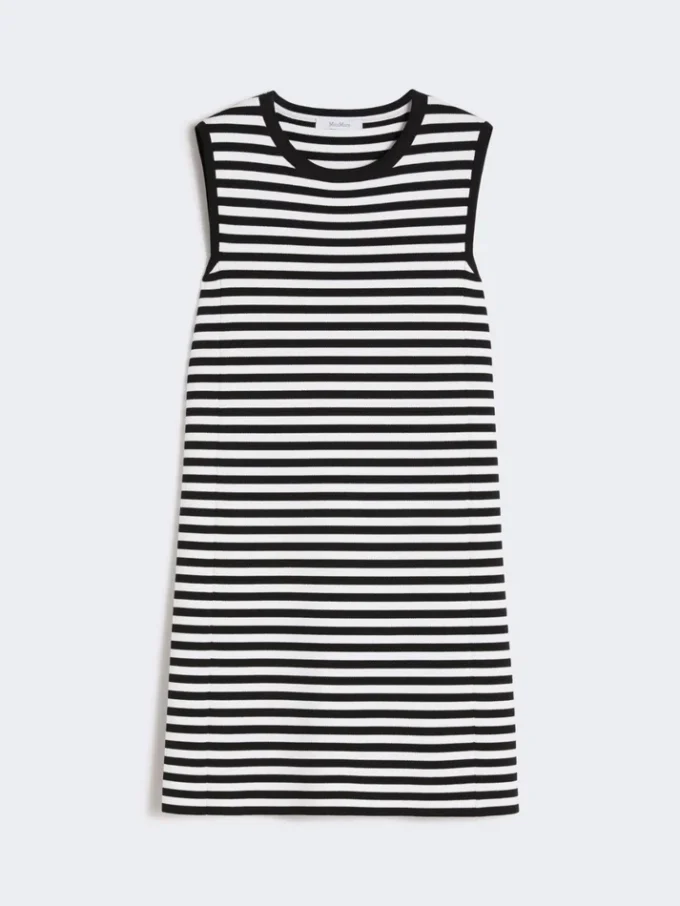 Vestido sem mangas em fio de crepe de viscose, preto Vestido sem mangas em fio de crepe de viscose, preto