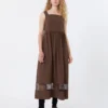 Vestido sem mangas em popeline de algodão, cor chocolate Vestido sem mangas em popeline de algodão, cor chocolate