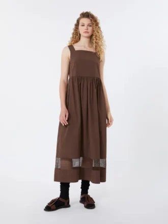 Vestido sem mangas em popeline de algodão, cor chocolate