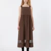 Vestido sem mangas em popeline de algodão, cor chocolate Vestido sem mangas em popeline de algodão, cor chocolate