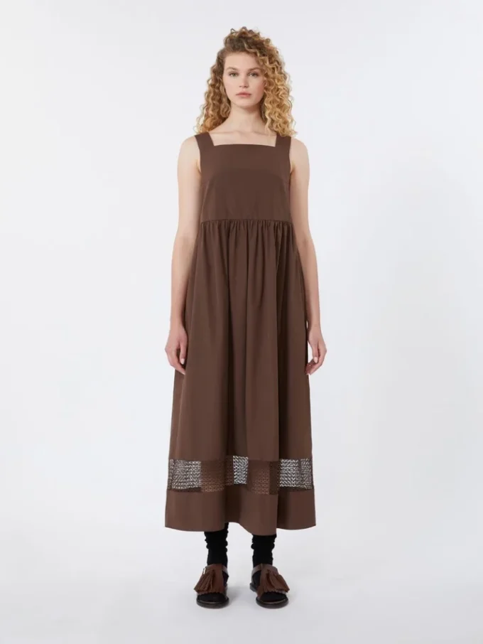 Vestido sem mangas em popeline de algodão, cor chocolate Vestido sem mangas em popeline de algodão, cor chocolate