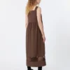 Vestido sem mangas em popeline de algodão, cor chocolate Vestido sem mangas em popeline de algodão, cor chocolate