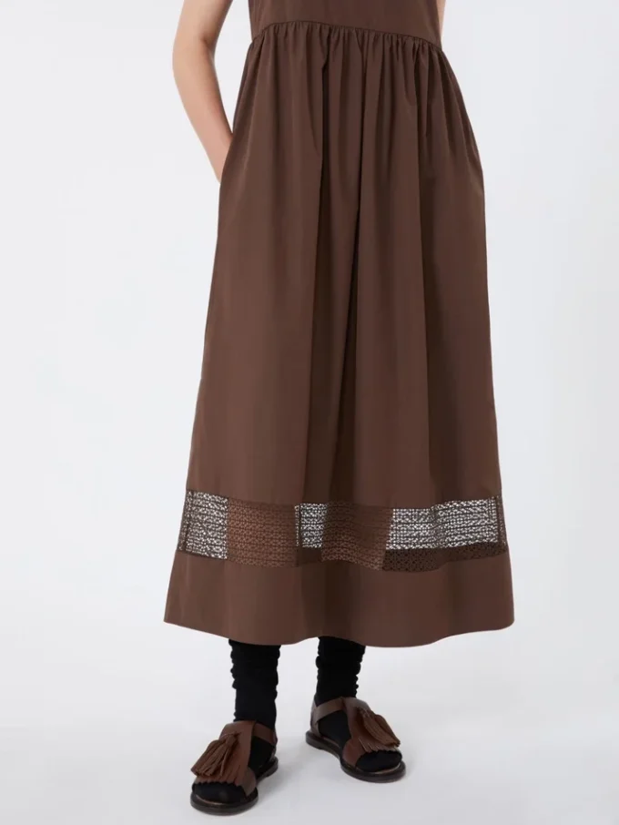 Vestido sem mangas em popeline de algodão, cor chocolate Vestido sem mangas em popeline de algodão, cor chocolate