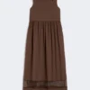 Vestido sem mangas em popeline de algodão, cor chocolate Vestido sem mangas em popeline de algodão, cor chocolate