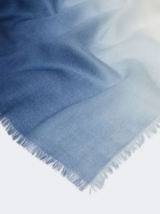 Xaile de lã com efeito degradê, azul-escuro