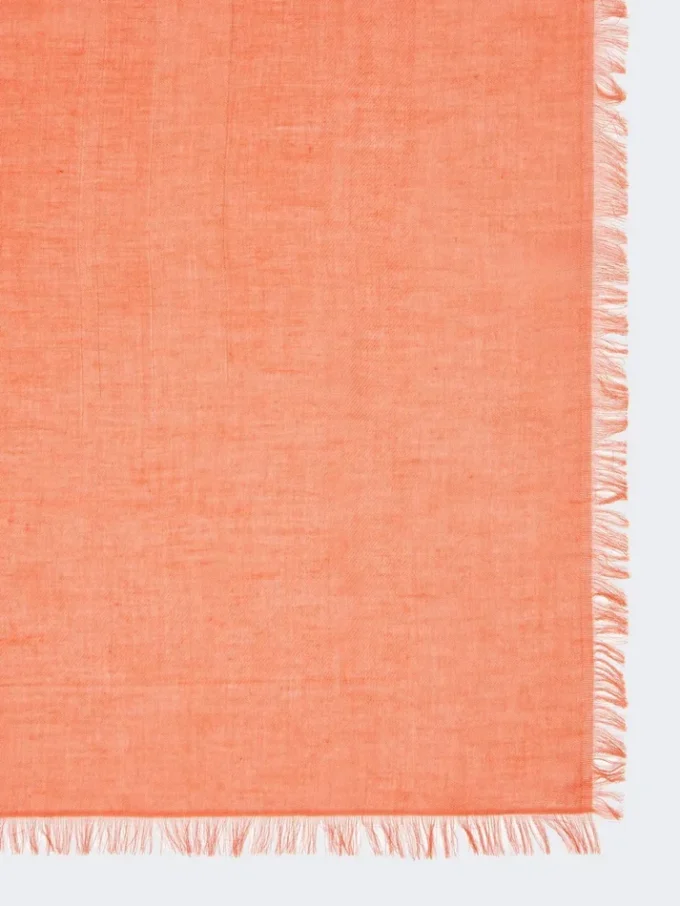 Xaile em jacquard de algodão, modal e caxemira, cor de coral